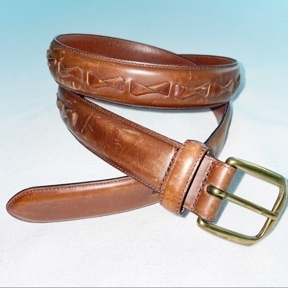 Vintage Full Grain Cowhide Leather Brown Belt - Picture 1 of 4